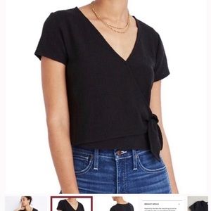 Madewell black wrap tie tee, black size S